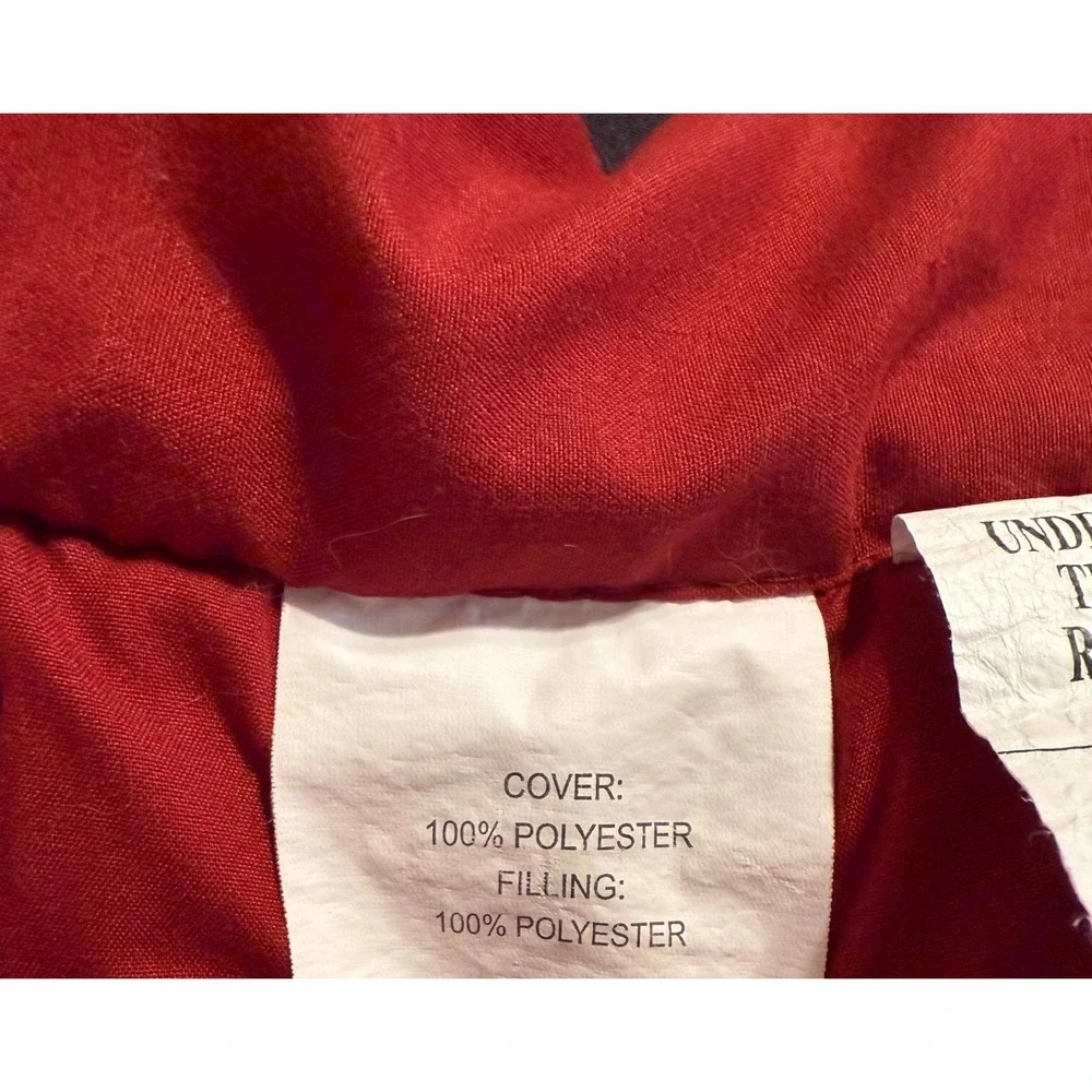 Woolrich Queen Quilt Reversible Buffalo Plaid Red Black Blanket Comforter Flaw
